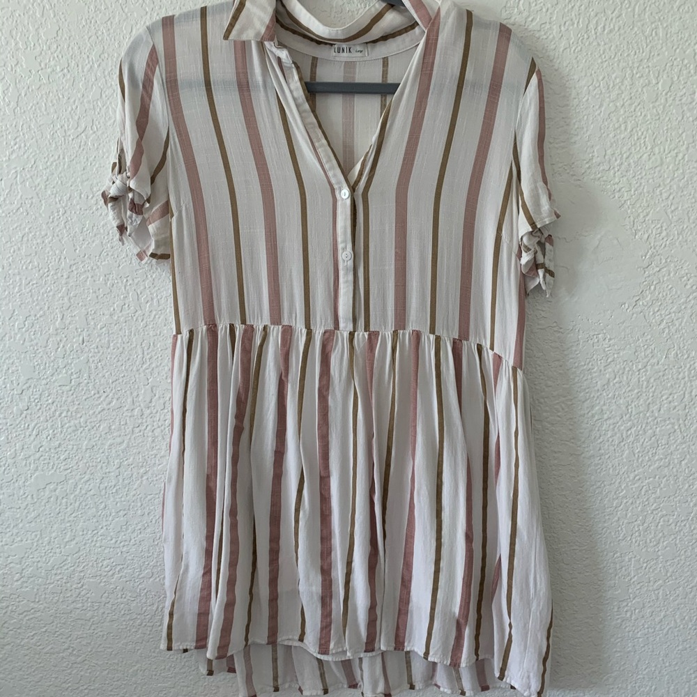 Striped button down blouse
